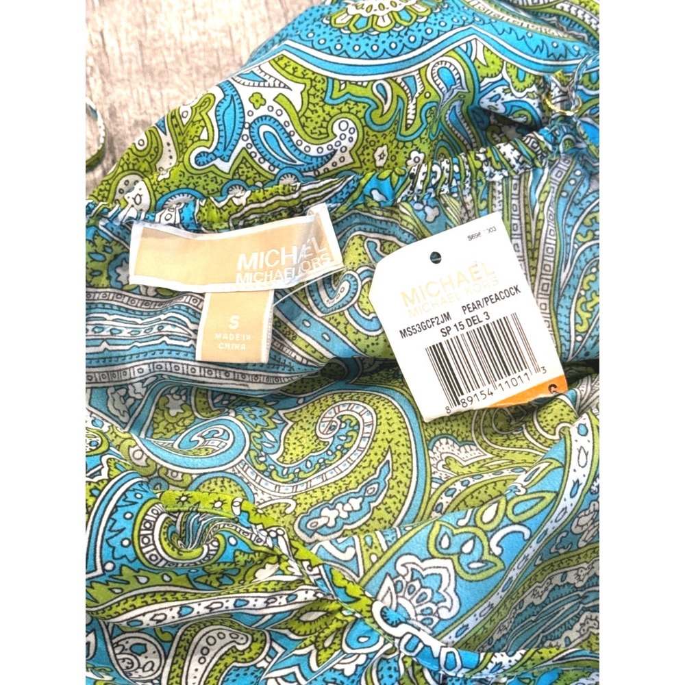 Michael Kors Paisley Women Jumpsuit S Pear/Peacock Wide Leg MS53GCF2JM NWT - Picture 2 of 6